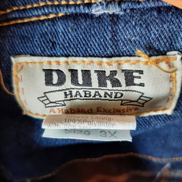 VTG Duke Haband Blue Denim Jacket Men's 3XL Fleece Lined Button Up Jacket - Picture 5 of 10